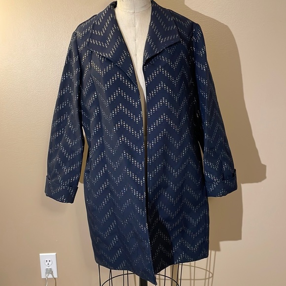 Chico's Jackets & Blazers - Chico’s Chevron Jacket in dark blue and silver (size 2)
